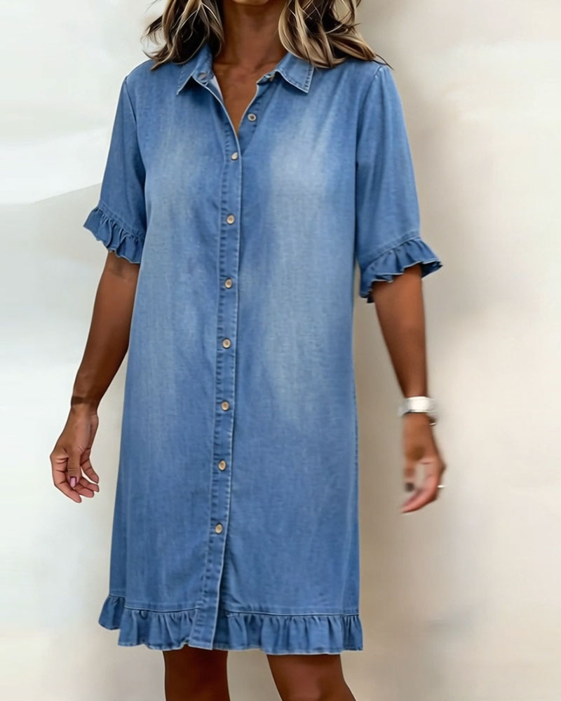 Anna | Comfortable Denim Dress with Flattering Ruching