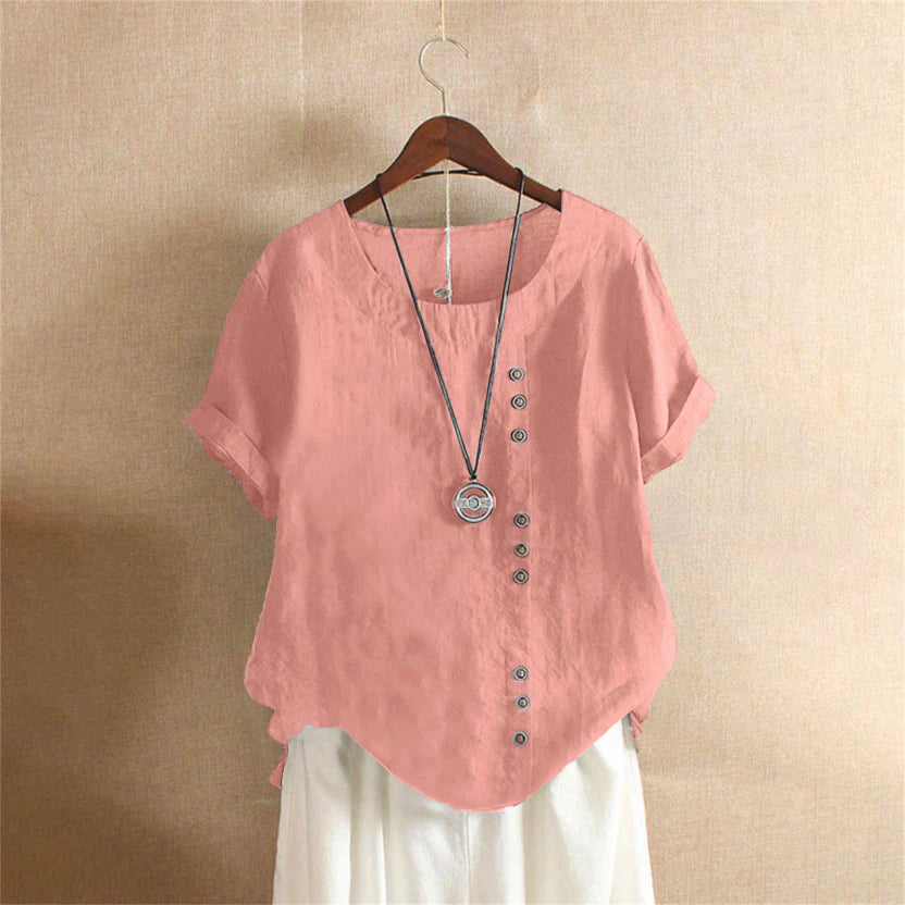 Adeline | Short Sleeve Round Neck Blouse