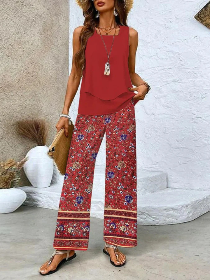 Ovelynra™ | Sleeveless Top and Wide-Leg Trousers