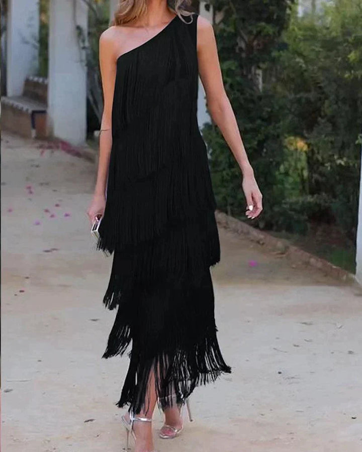 Francesca | Stylish Dropped Shoulders Long Dress