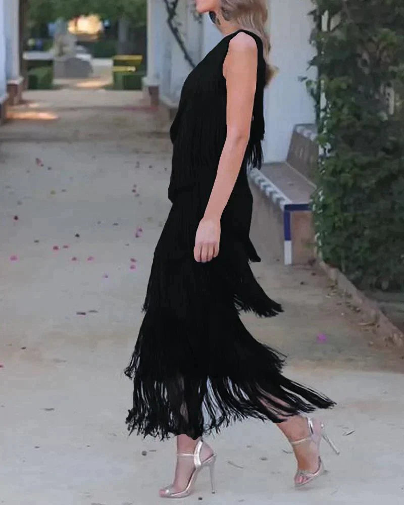 Francesca | Stylish Dropped Shoulders Long Dress