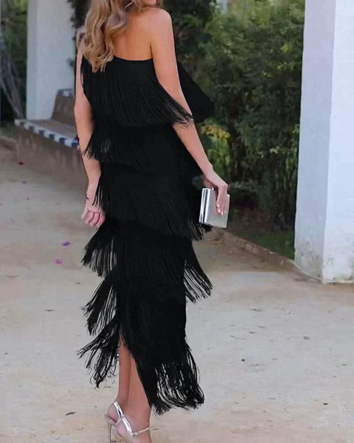 Francesca | Stylish Dropped Shoulders Long Dress