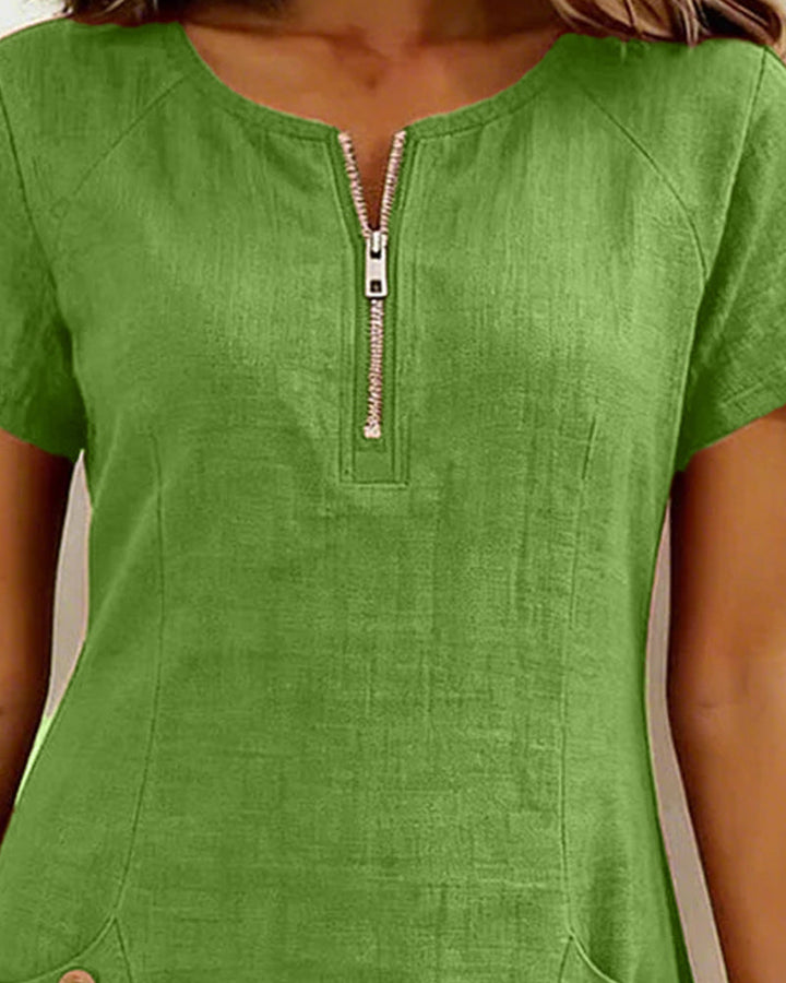 Cotton Dress with Zip Pocket