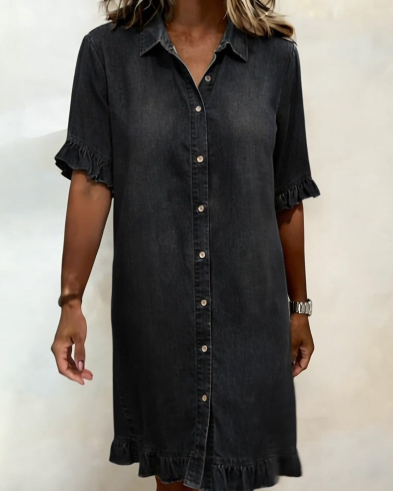 Anna | Comfortable Denim Dress with Flattering Ruching
