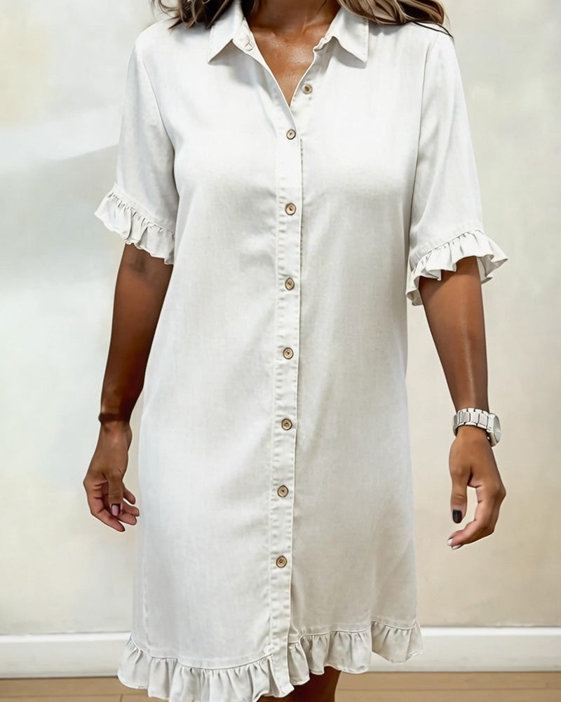 Anna | Comfortable Denim Dress with Flattering Ruching