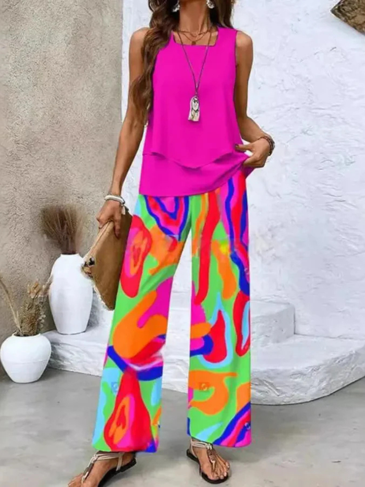 Ovelynra™ | Sleeveless Top and Wide-Leg Trousers