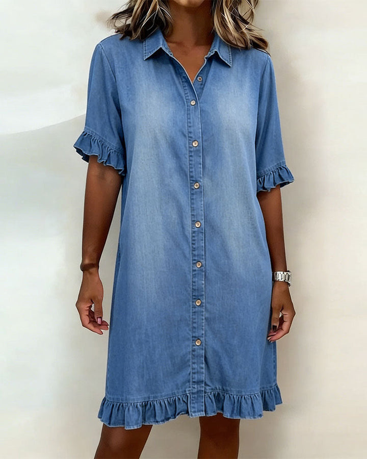 Anna | Comfortable Denim Dress with Flattering Ruching