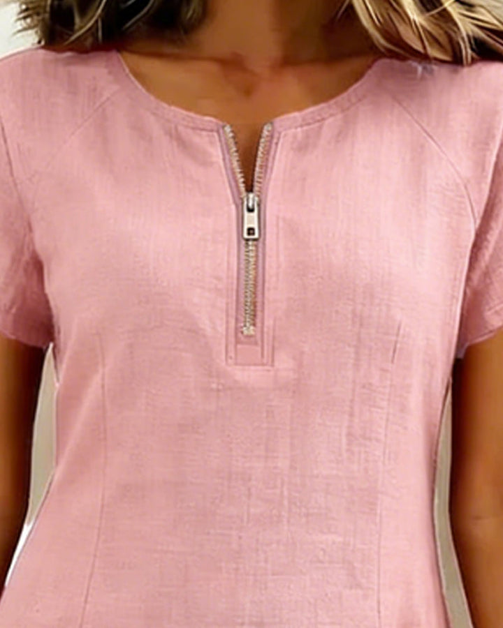 Cotton Dress with Zip Pocket