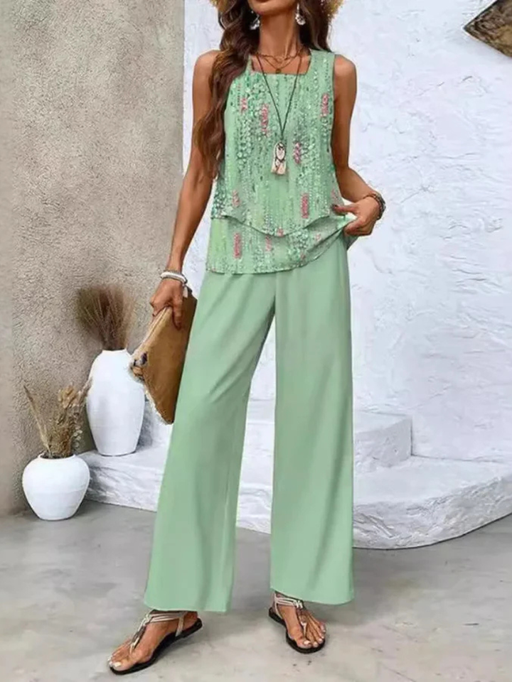 Ovelynra™ | Sleeveless Top and Wide-Leg Trousers