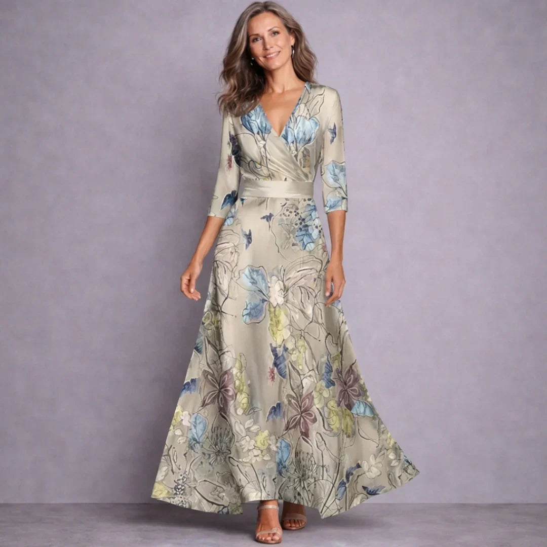 Dahlia | Elegant Mid Sleeve Maxi Dress
