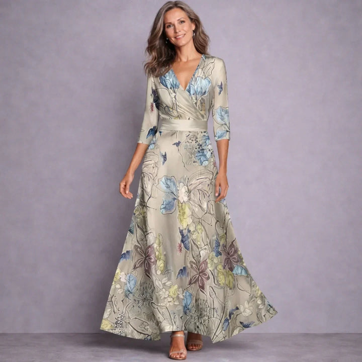 Dahlia | Elegant Mid Sleeve Maxi Dress