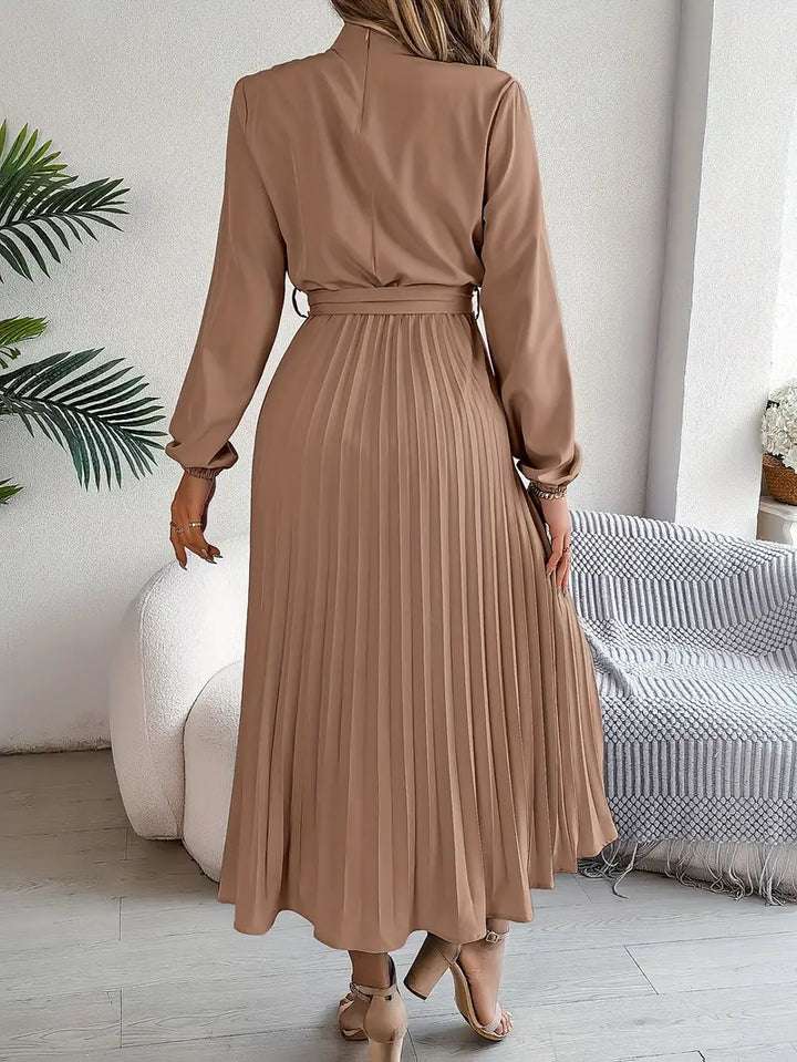 Isabella | Long-Sleeve Belted Waist Midi Dress