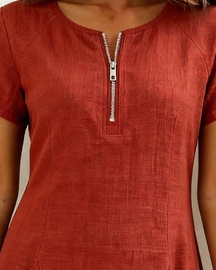 Cotton Dress with Zip Pocket