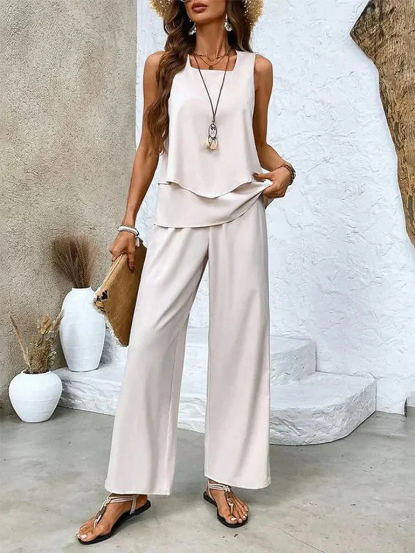 Ovelynra™ | Sleeveless Top and Wide-Leg Trousers
