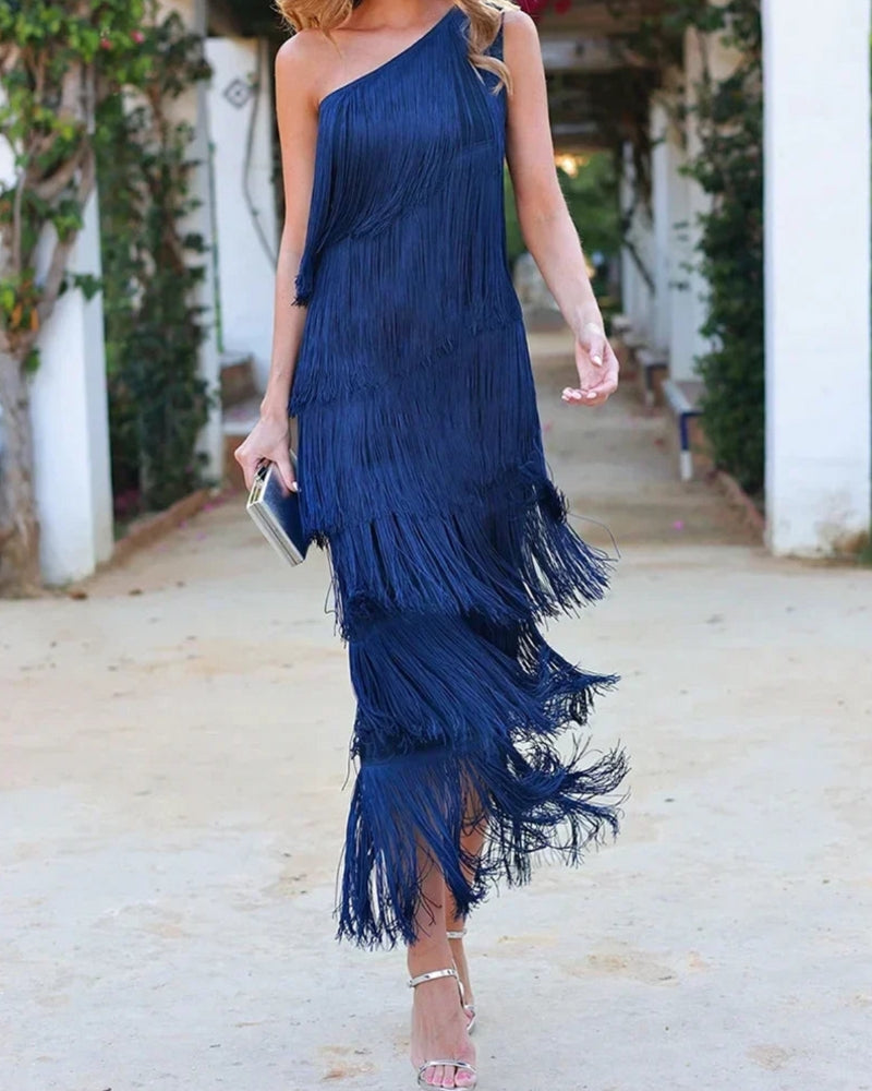 Francesca | Stylish Dropped Shoulders Long Dress