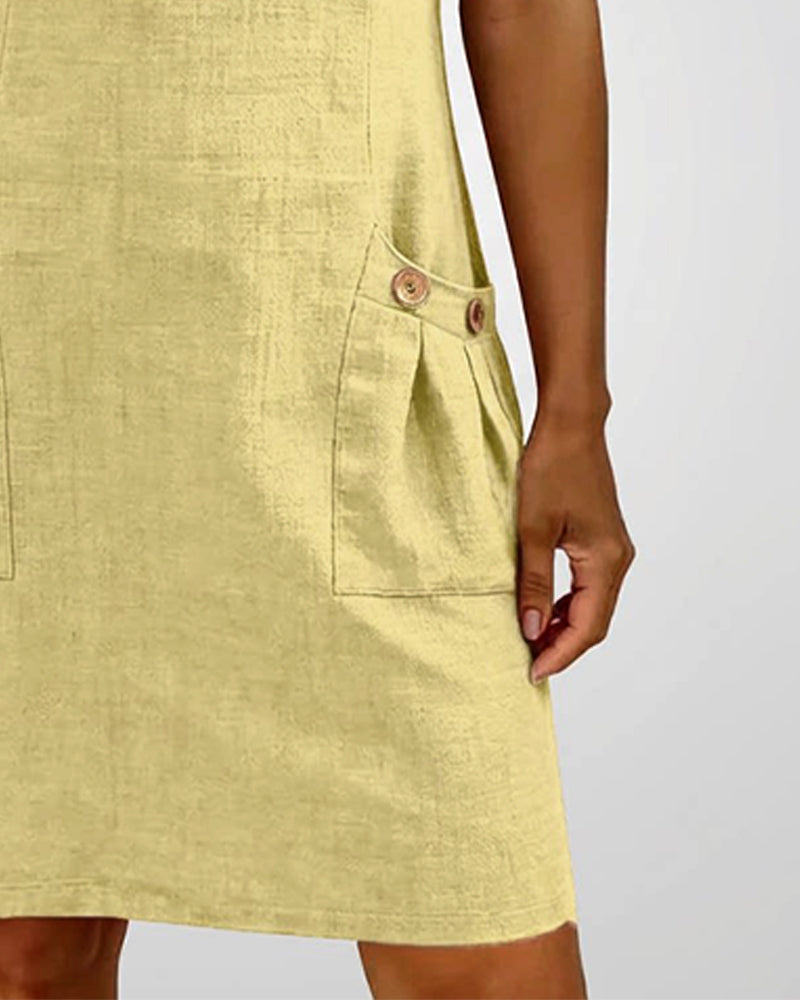 Cotton Dress with Zip Pocket