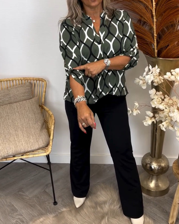 CHRISTABEL | CASUAL LONG-SLEEVE PATTERNED BLOUSE