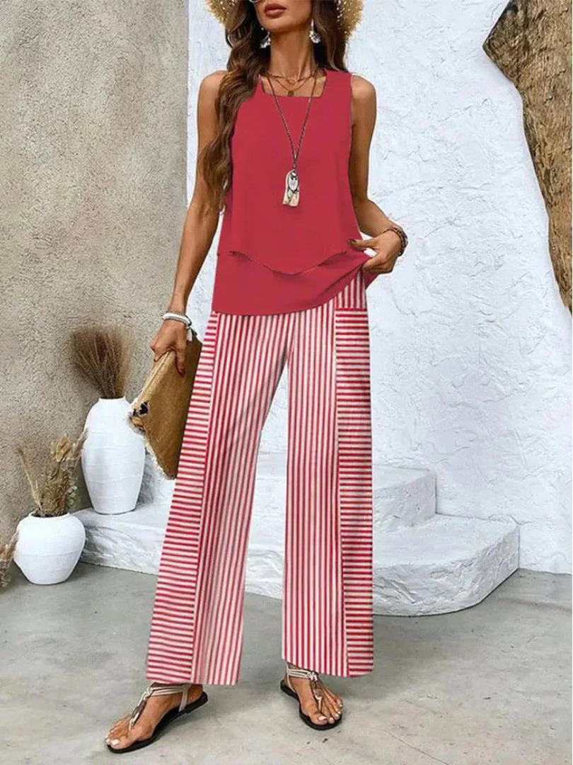 Ovelynra™ | Sleeveless Top and Wide-Leg Trousers
