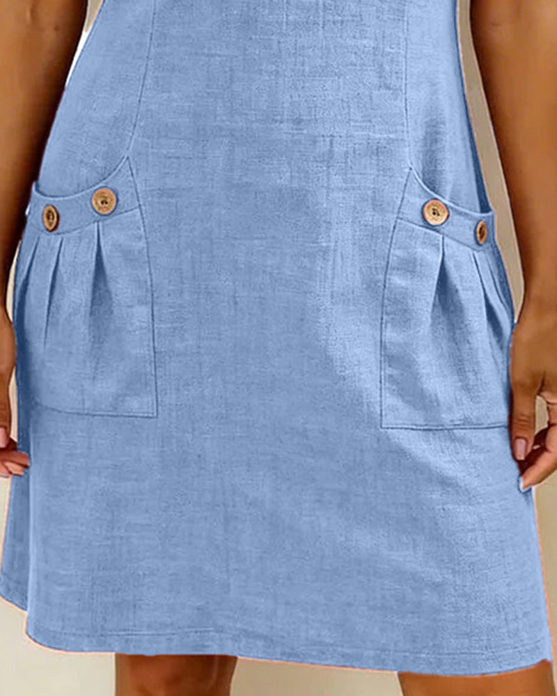 Cotton Dress with Zip Pocket