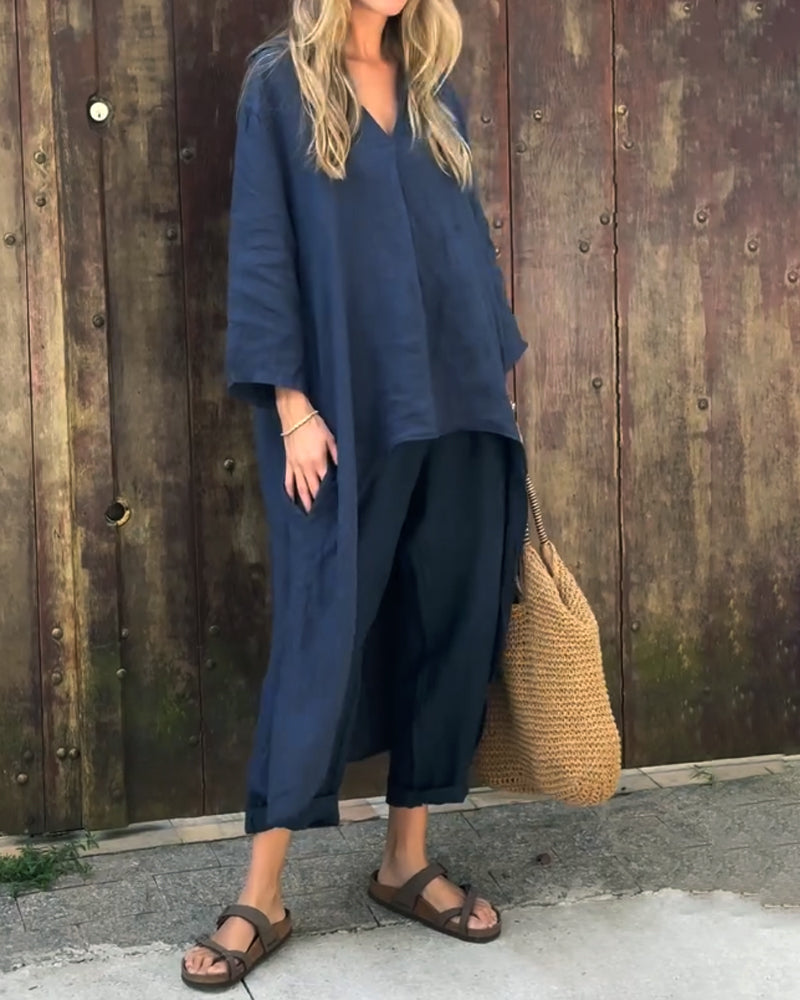 Odette | Elegant Loose V-Neck Set