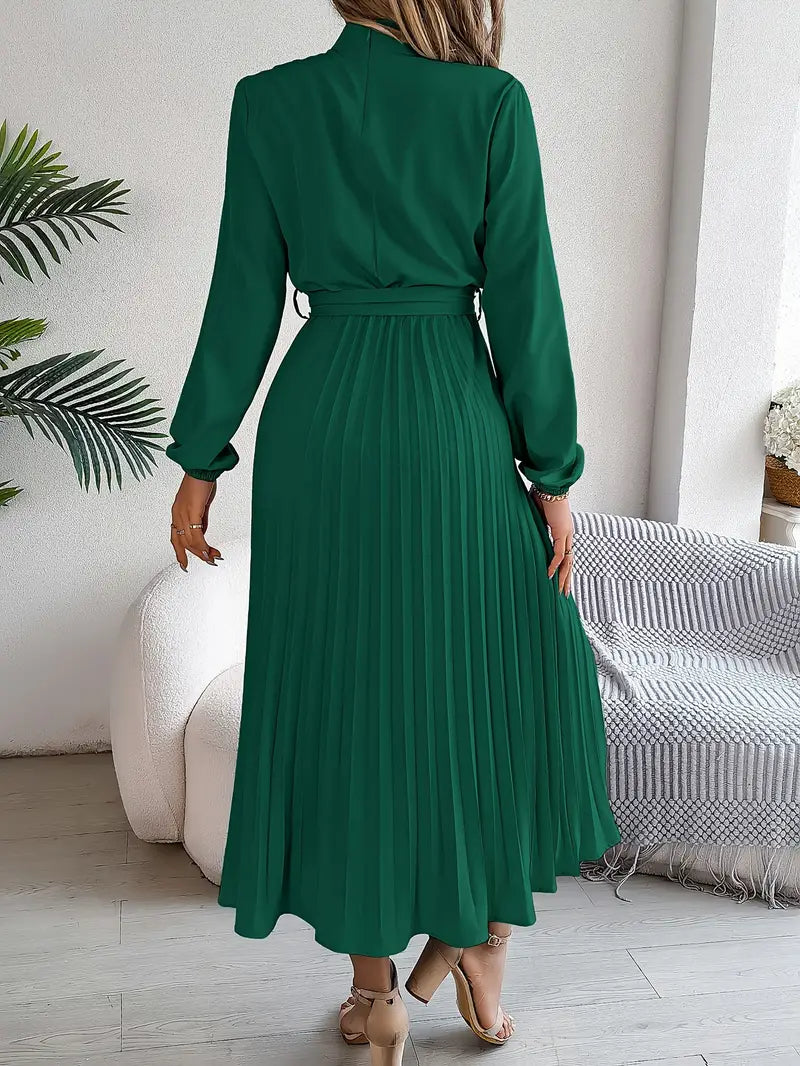 Isabella | Long-Sleeve Belted Waist Midi Dress
