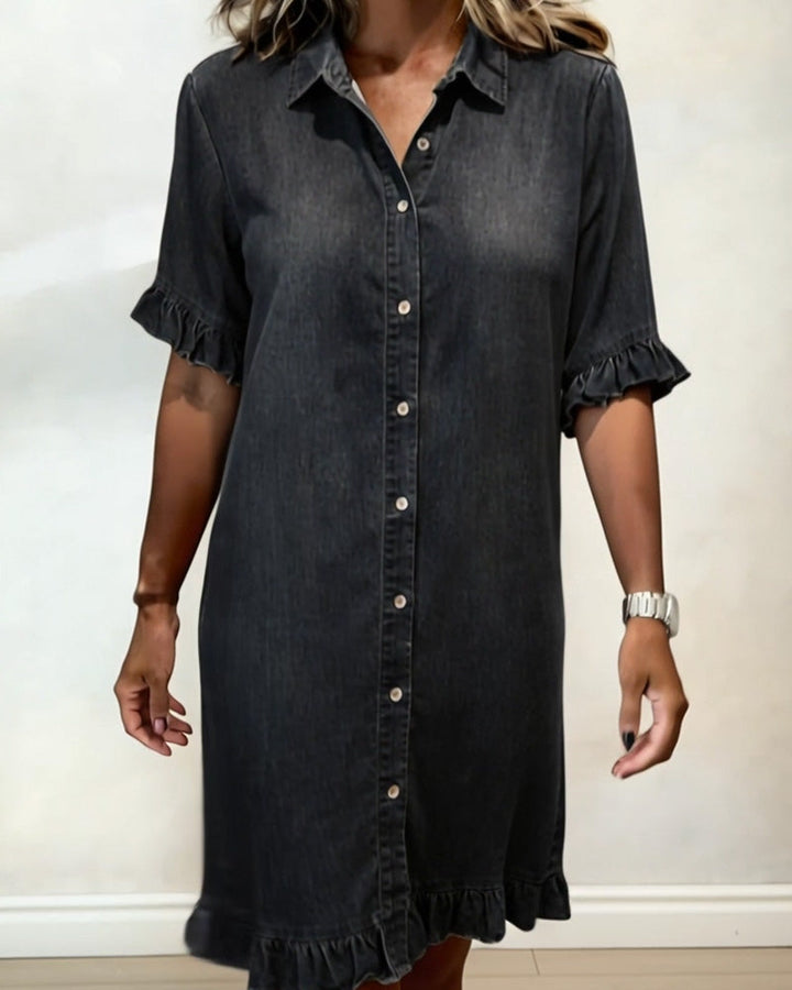 Anna | Comfortable Denim Dress with Flattering Ruching