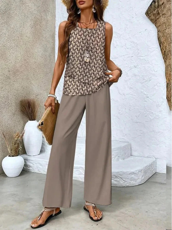Ovelynra™ | Sleeveless Top and Wide-Leg Trousers