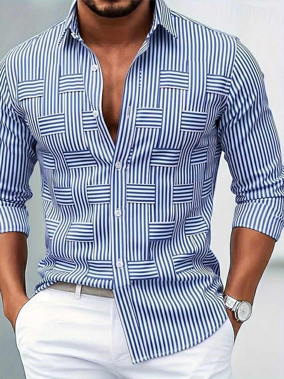 Emerson | Camicia da uomo a righe vintage a maniche lunghe