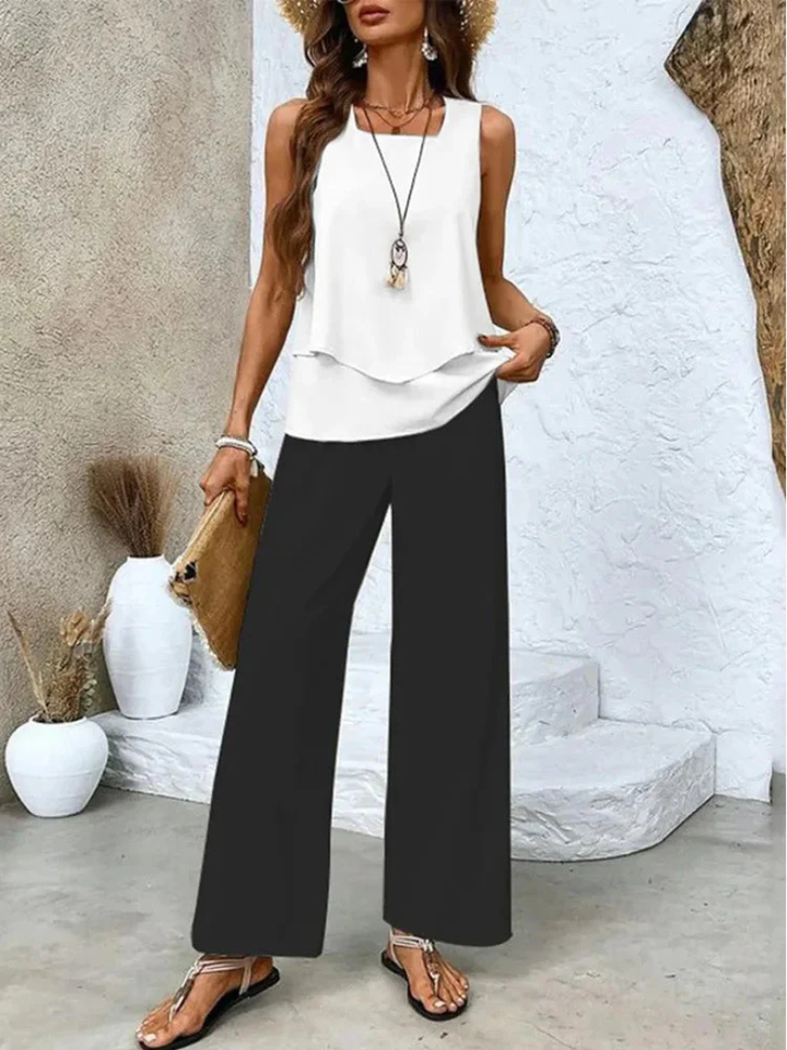 Ovelynra™ | Sleeveless Top and Wide-Leg Trousers