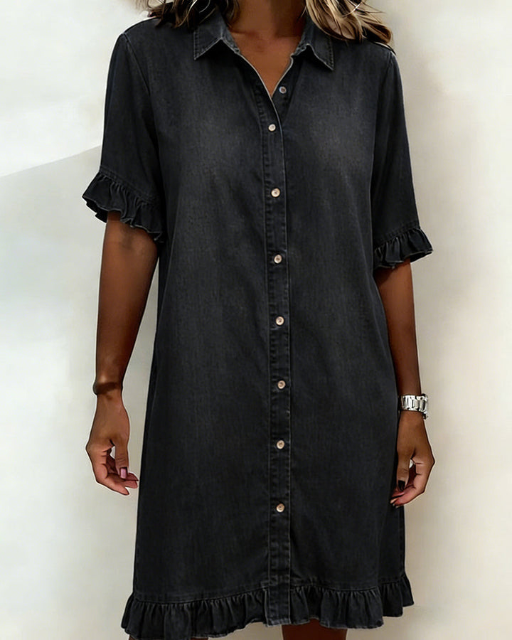 Anna | Comfortable Denim Dress with Flattering Ruching