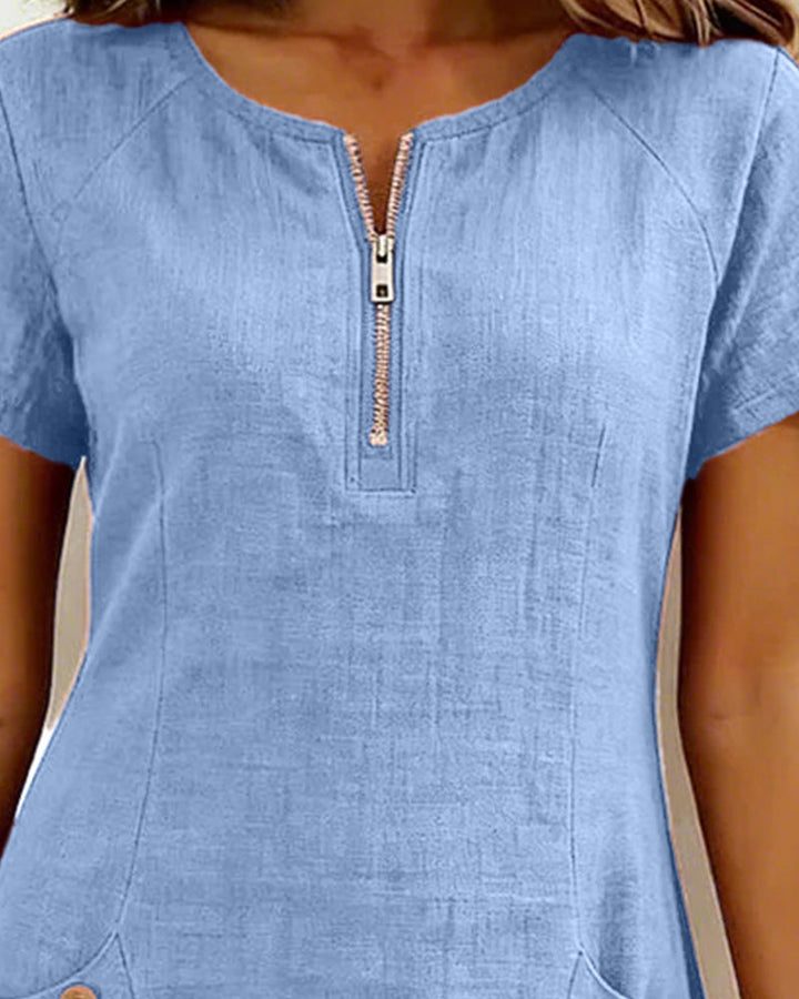 Cotton Dress with Zip Pocket