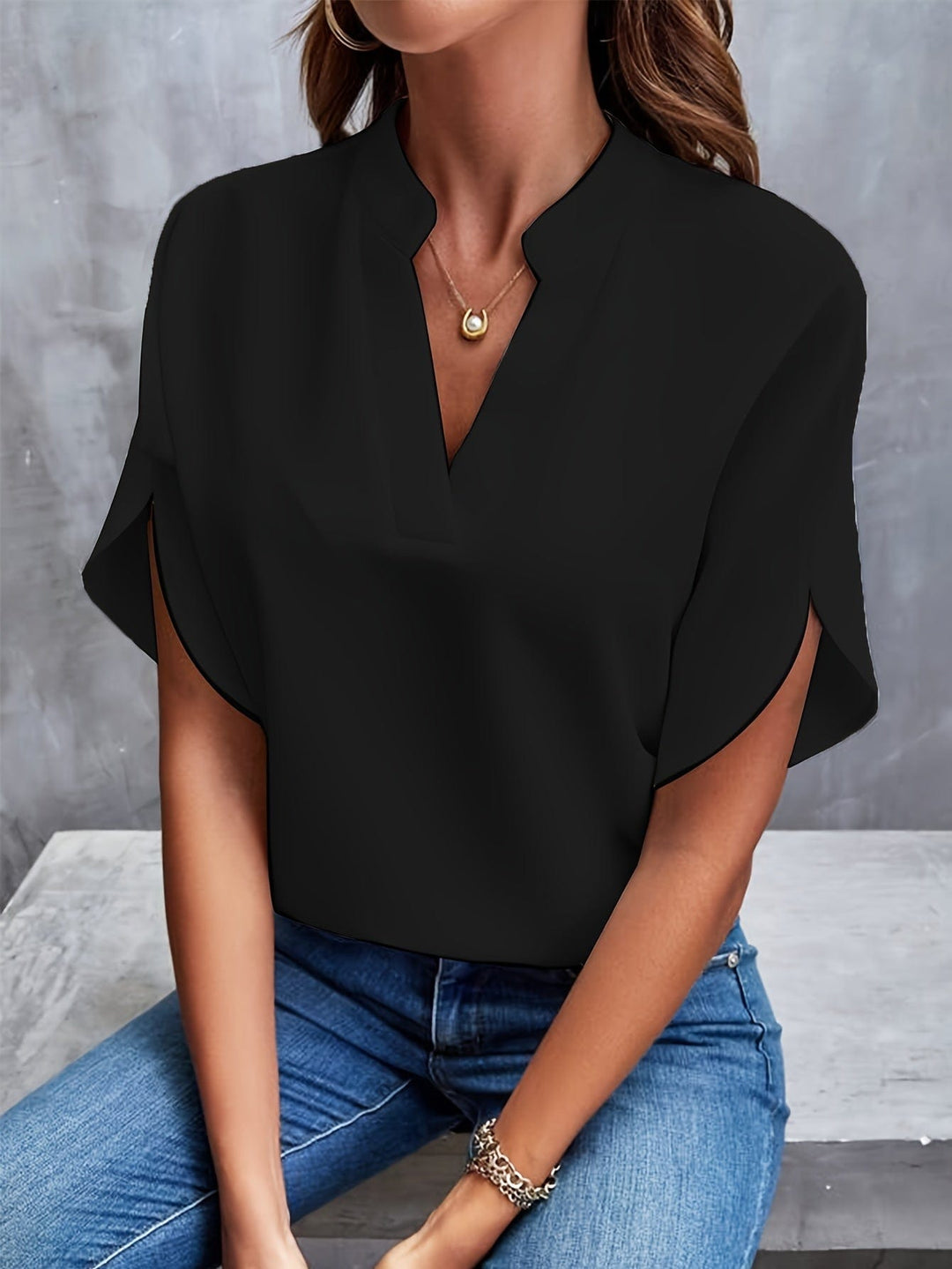 Savannah | Elegant Draped V-Neck Blouse