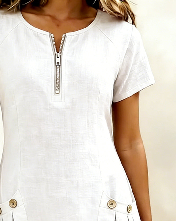 Cotton Dress with Zip Pocket