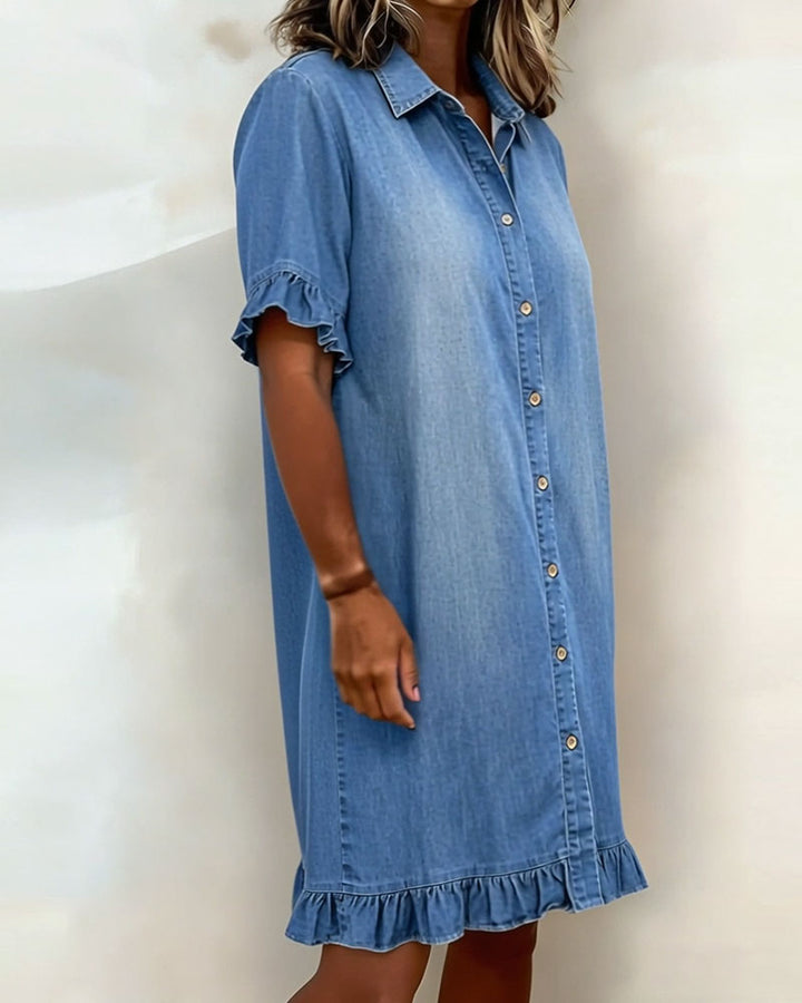 Anna | Comfortable Denim Dress with Flattering Ruching