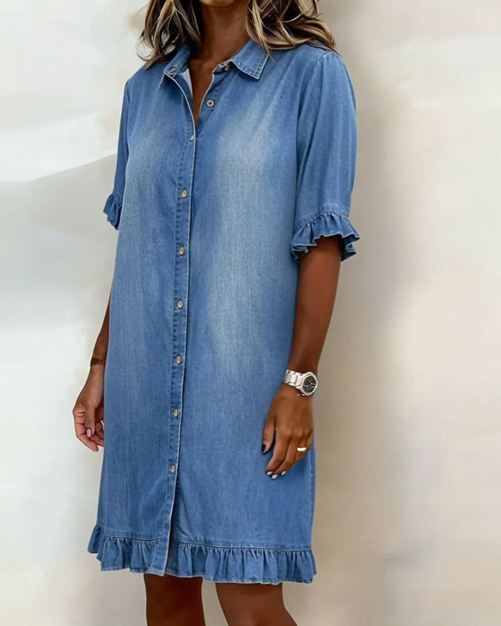 Anna | Comfortable Denim Dress with Flattering Ruching