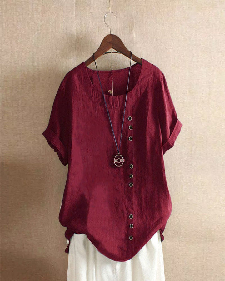Adeline | Short Sleeve Round Neck Blouse