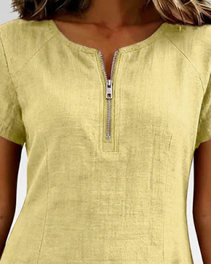 Cotton Dress with Zip Pocket