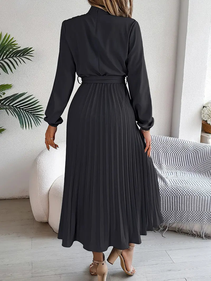 Isabella | Long-Sleeve Belted Waist Midi Dress