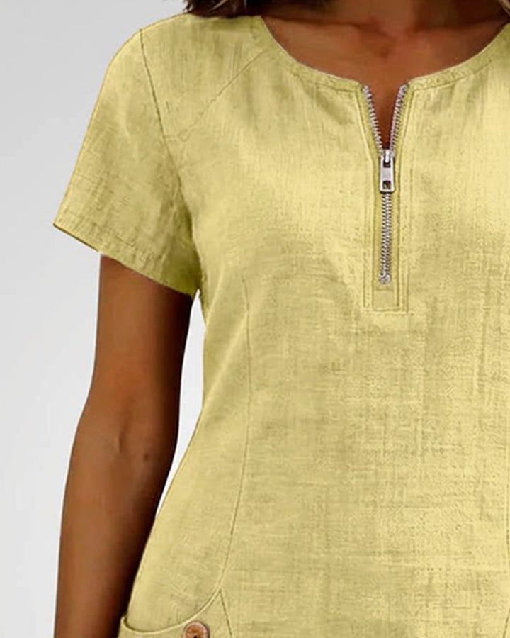 Cotton Dress with Zip Pocket