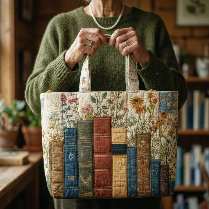 Padded Artisan Bag - Books and Flowers