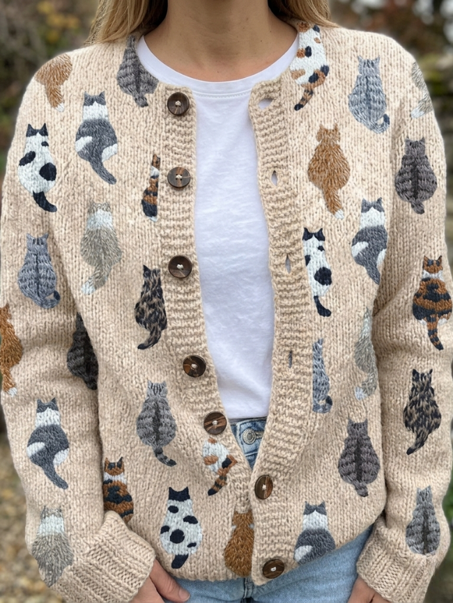 Cathy | The Cat Print Cardigan