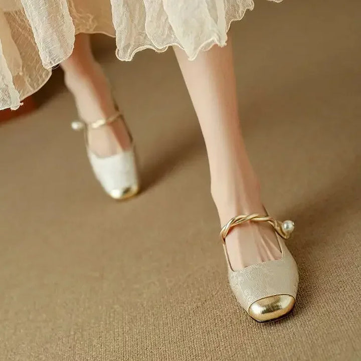 Daisy | Vintage Braided Pearl Strap Shoes
