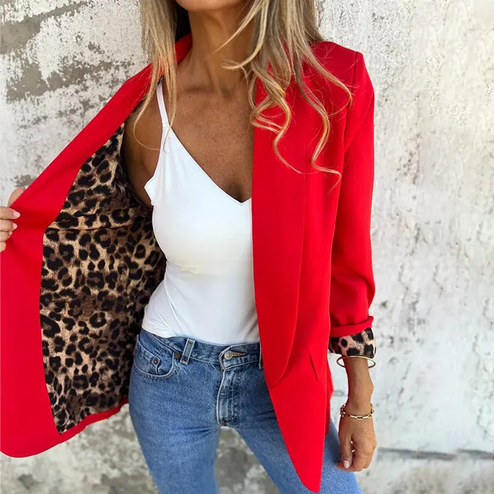 Valeria - Elegant Leopard Print Sleeve Cardigan