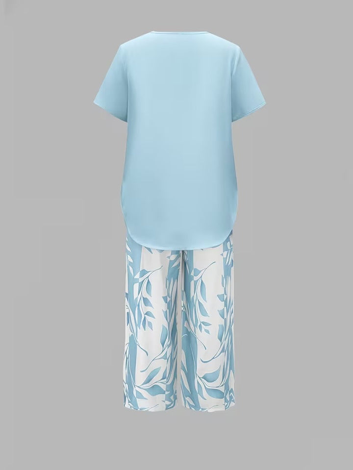 Yvette | Casual Leaf Print Two Piece Set