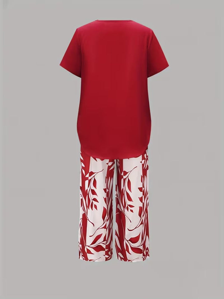 Yvette | Casual Leaf Print Two Piece Set