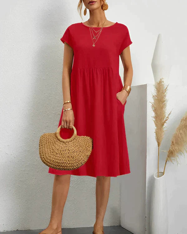 JACQUELINE | ELEGANT ROUND NECK DRESS