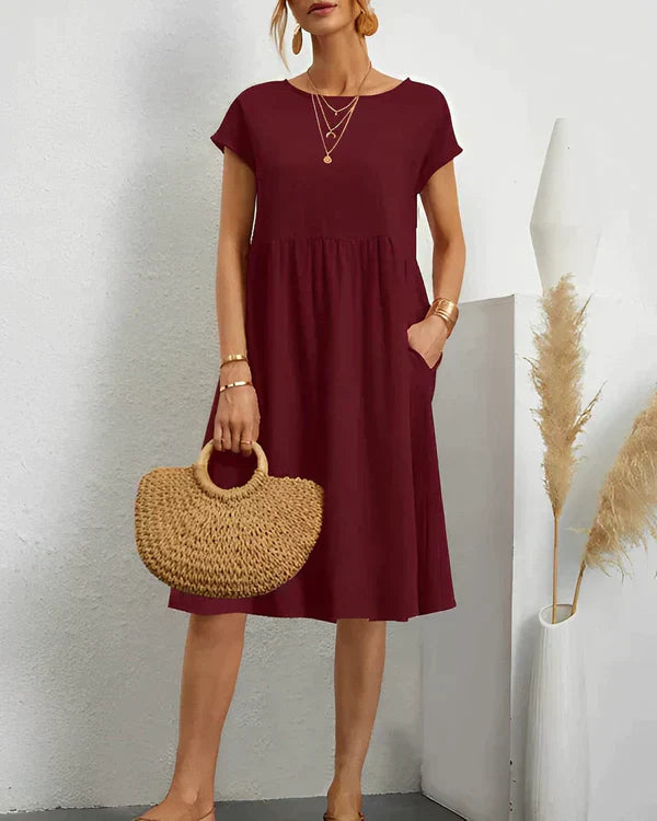 JACQUELINE | ELEGANT ROUND NECK DRESS
