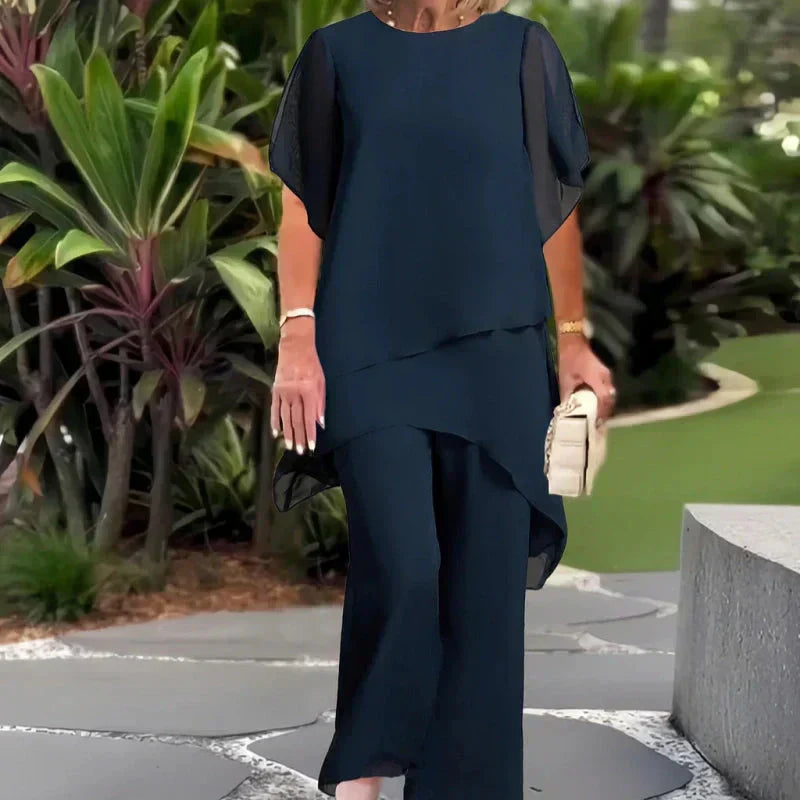 Rowena | Elegant Draped Palazzo Pants Set